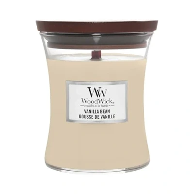 Image de WoodWick Bougie parfumée en forme de sablier à la vanille, avec mèche craquelée, durée combustion : jusqu&#039;à 60 heures, bougies parfumées cadeaux pour femme