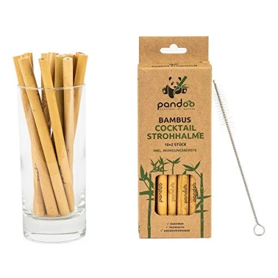 Afbeelding van Pandoo Bamboe Cocktailrietjes 12 stuks Herbruikbare Rietjes Milieuvriendelijk Uniek Design Plasticvrij Verpakt