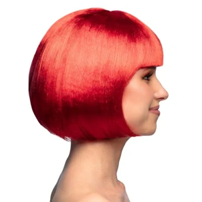 Image de perruque coupe cheveux carré frange rouge femme 85892