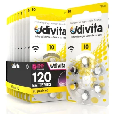 Afbeelding van 120 Udivita Hearing Aid batterijen type 10 zonder kwik