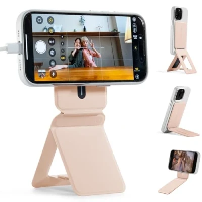 Afbeelding van MOFT Statief voor iPhone 16/15/14/13/12 serie, onzichtbaar, met 3 modi self vlogging, navigatie, macrofotografie, videogesprekken, draagbaar en licht, perzik roze