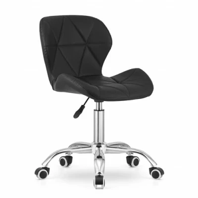 Afbeelding van Bureaustoel AVOLA DORY 21 Zwart, Kunstleer Zitting, Ergonomisch en Verstelbare Zithoogte, 5 Poot Chrome Basis, Geschikt voor Thuis Kantoor, Max. 110 kg