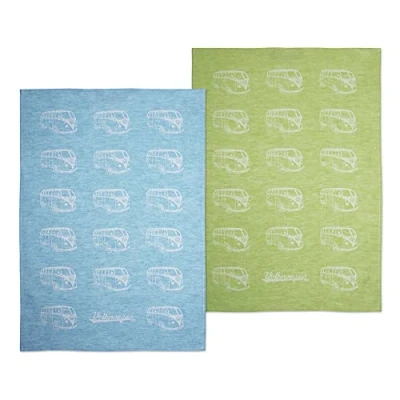 Afbeelding van Volkswagen T1 Bus Dish Towel Set Of 2 Blue &amp; Green