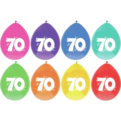 Afbeelding van Ballonnen 70 jaar 30cm 8 stuks