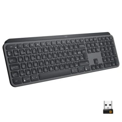 Image de Logitech MX Keys Advanced Wireless Illuminated Keyboard Clavier rétroéclairé Bluetooth 2.4 GHz QWERTZ Allemand graphite