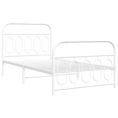 Afbeelding van Bedframe met hoofd en voeteneinde metaal wit 107x203 cm