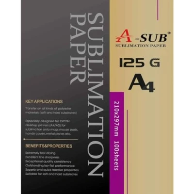 Afbeelding van A SUB Sublimatiepapier A4, 210 x 297 mm, 100 vellen, 125 g/m², compatibel met EPSON SAWGRASS, RICOH, BROTHER sublimatieprinter