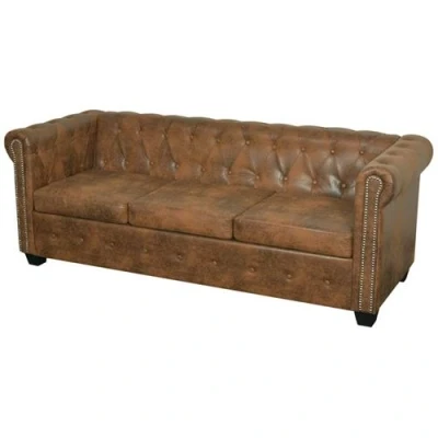 Afbeelding van vidaXL Chesterfield 3 zitsbank kunstleer bruin