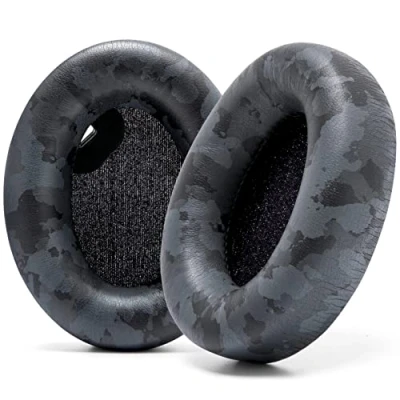 Afbeelding van WC Extra dikke oorkussens voor Sony WH1000XM4 hoofdtelefoon van Wicked Cushions zacht leer, luxe geluidsisolerend traagschuim, werkt met oorsensor Black Camo