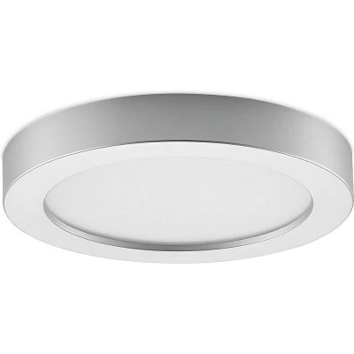 Afbeelding van PRIOS LED plafondlamp 1licht Polycarbonaat, aluminium H: 3.5 cm zilver, wit Inclusief lichtbron