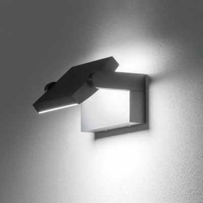 Afbeelding van Ideal Lux LED buitenwandlamp Swipe antraciet, metaal 3.000 K