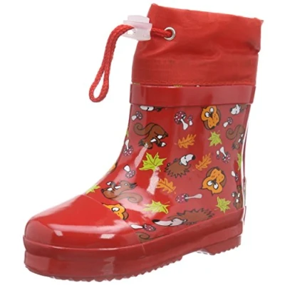 Afbeelding van Playshoes Bosdieren rubberen korte laarzen gevoerd met natuurlijk rubber, uniseks, kinderen, Rood