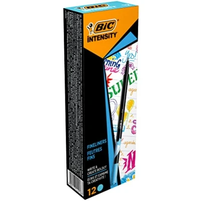 Afbeelding van BIC Intensity viltstift, fijne punt, zwart gelakte houder, hemelsblauw, doos van 12 stuks
