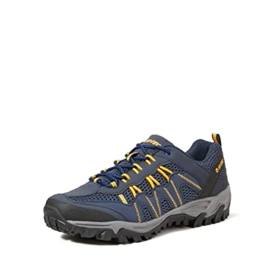 Afbeelding van HI TEC Jaguar Outdoorschoenen, Heren, Maat: 44, Navy/yellow Imitatieleer/ textiel
