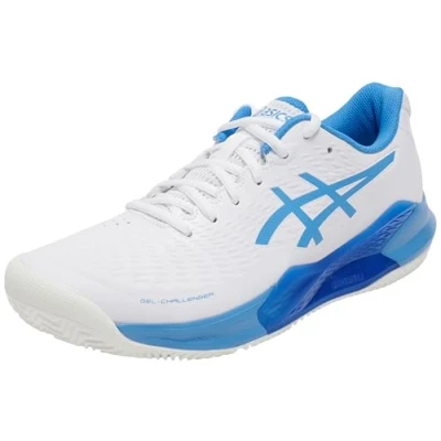 Afbeelding van Asics Gelchallenger 14 Tennisschoenen voor kleibanen, Dames, Maat: 42.5, White/blue coast Imitatieleer/ textiel