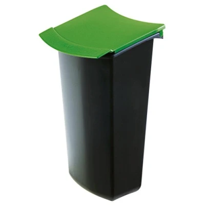 Afbeelding van HAN 1843 05 MONDO afvalcontainer met deksel, elegant en praktisch, voor perfecte afvalscheiding, 3 liter, zwart/groen