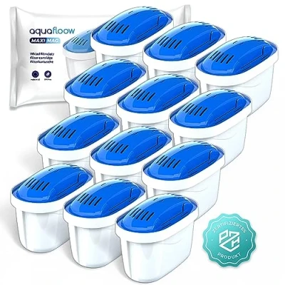 Afbeelding van Aquafloow Maximag 12 x magnesium waterfilterpatronen de filters reinigen het water en verrijken met geschikt voor alle Brita waterfilters, bijv. Maxtra &amp; Dafi karaffen