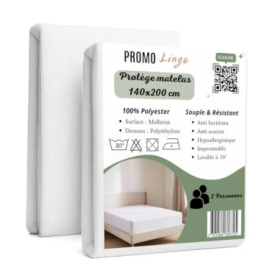 Afbeelding van Matrasbeschermer, waterdicht, anti mijt, matrasbeschermer 100% polyester, spanhoogte 25 cm, afmetingen 140 x 200 cm