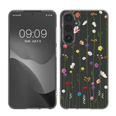 Afbeelding van kwmobile telefoonhoesje geschikt voor Samsung Galaxy A55 5G Hoesje smartphone in meerkleurig / transparant Wilde Bloemen Stengels design