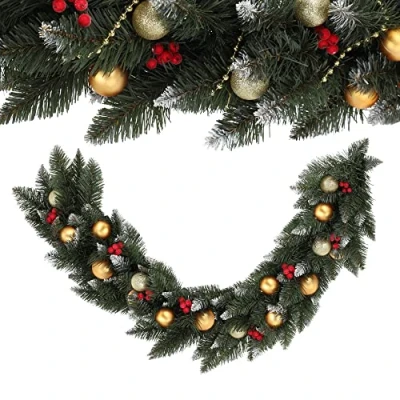 Afbeelding van KADAX Kerstslinger, decoratieve slinger, 110 cm lange dennenslinger, kunstdennenslinger, van pvc folie, haarddecoratie, kerstdecoratie (rancer)