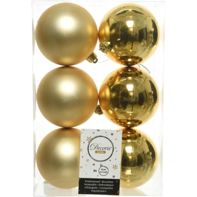 Afbeelding van Kerstballen Ø 8 cm 6 stuks (Goud)