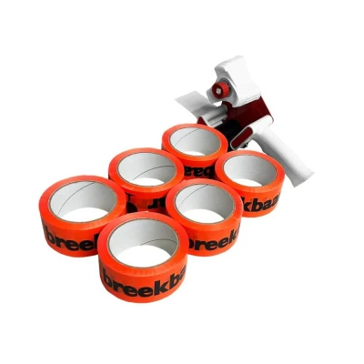 Afbeelding van 6 Rollen Breekbaar Tape + Tapedispenser Fluor Oranje (6 dispenser)