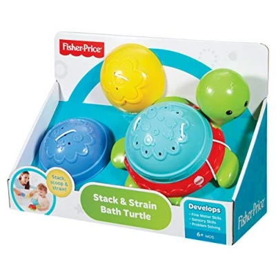 Afbeelding van Fisher Price Mijn schildpad voor het bad, drijvend speelgoed, zodat de baby plezier heeft bij stapelen, filteren en gieten van water, vanaf 6 maanden, DHW16