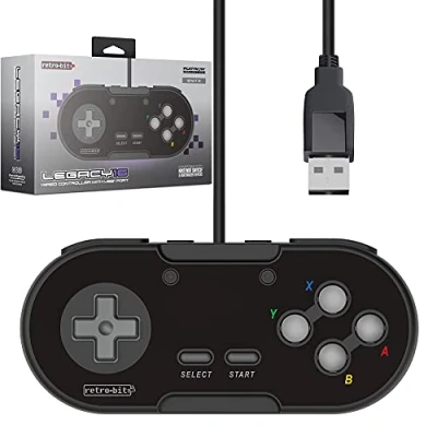Image de Manette USB RetroBit Legacy 16 Noire Switch, PC, Steam, Raspberry Pi
