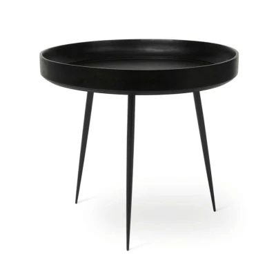 Afbeelding van Mater Bowl table L black stained mango wood steel legs D52cm / H46cm