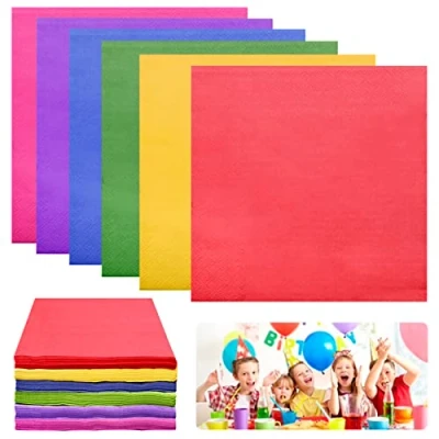 Afbeelding van 120 kleurrijke papieren servetten voor bruiloft, cocktail, drank, feest, verjaardag, 33 x cm