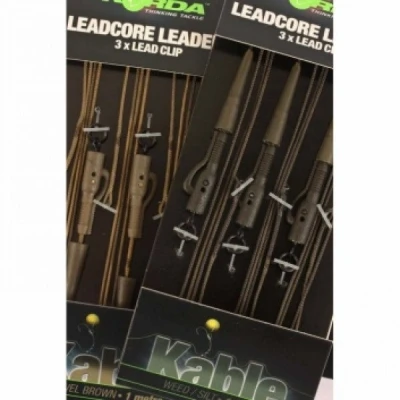 Image de Korda Leadcore Leaders Hybrid Lead Clip Ring Swivel 1m Kleur : Gravel Brown
