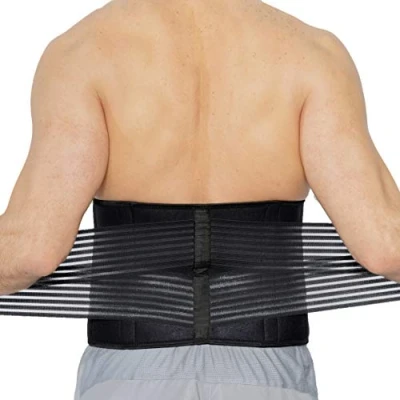 Afbeelding van NEOtech Care Neopreen lendengordel met dubbele compressiebanden, onderrugsteun, wervelondersteuning (zwart, maat L)