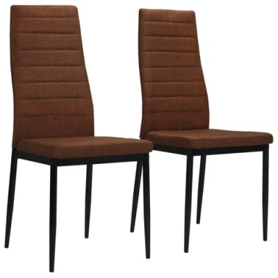 Afbeelding van Eetkamerstoelen 2 st stof bruin