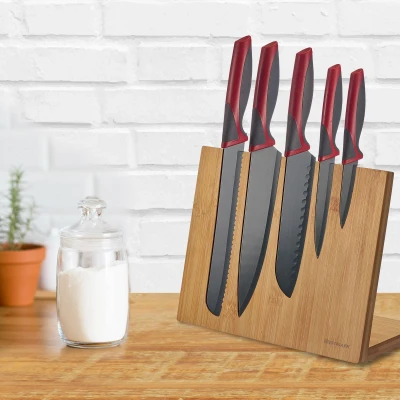 Afbeelding van Westmark messenblok houten messenhouder met een magnetische kern, stabiele houder voor keukenmessen, gemakkelijk schoon te maken magnetisch bamboe