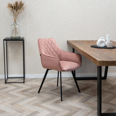 Afbeelding van SET van 2 Kick eetkamerstoel Karl Velvet Roze