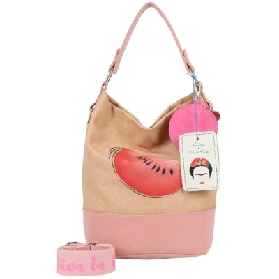 Afbeelding van Fritzi aus Preußen schoudertas utensil zak Izzy07 x Frida Kahlo Limited Canvas Hobo Bag Melon beige