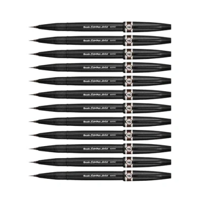 Afbeelding van Pentel SESF30C EX penseelpunten, extra fijn, bruin, 12 stuks