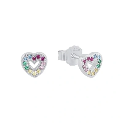 Afbeelding van Prinzessin Lillifee Oorstekers met zirkonia, 0,6 cm, meerkleurig, hart, in geschenkdoos, standaard, zilver, Standard, zilverkleurig, zirkonia