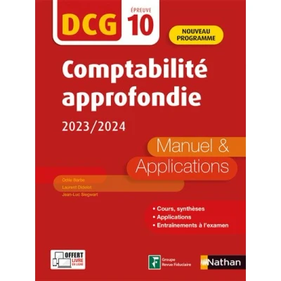 Image de Comptabilité approfondie 2020/2021 DCG Epreuve 10 Manuel et applications Edition 2023 2024