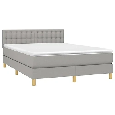 Image de vidaXL Sommier à lattes de lit avec matelas Gris clair 140x200cm Tissu