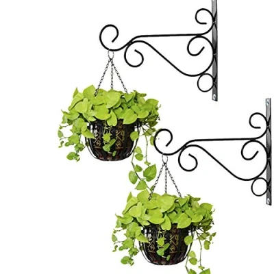 Afbeelding van 2 stuks hangende mandhouders voor gebouwen, metalen haken metaal, 25 cm lange hekhaak het ophangen van manden vogelhuisjes, plantenbakken, lantaarns, windspelletjes