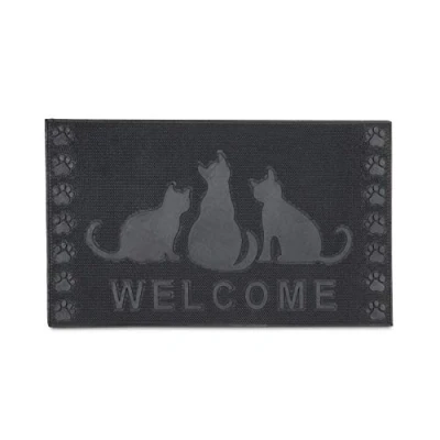 Afbeelding van Relaxdays deurmat rubber kat print schoonloopmat antislip droogloopmat welkomstmat