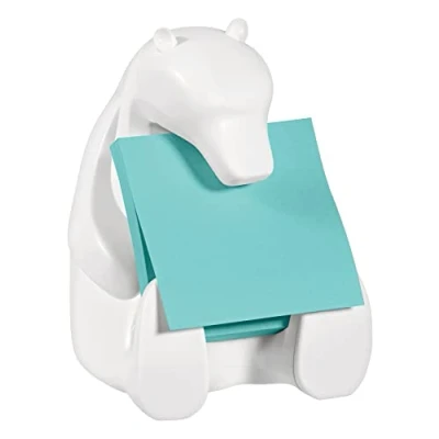 Afbeelding van Post it Super Sticky Z notes dispenser, beer, voor ft 76 x met 1 blok van 90 blaadjes blauw dispenser