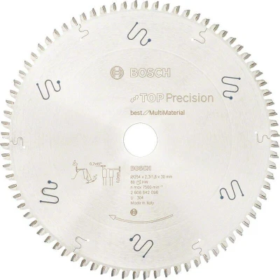 Image de BOSCH 2608642098 Lame de scie circulaire Top Precision Best for Multi Material, 254 x 30 2.3 mm, 80T
