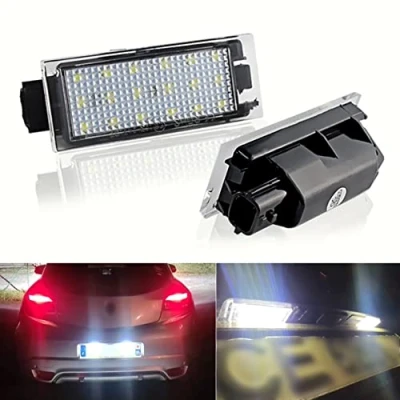 Afbeelding van Set van 2 witte led kentekenplaatverlichting voor auto R/enault M/egane C/Lio L/Aguna 3 T/Wingo M/aster V/el S/atis O/pel M/Ovano