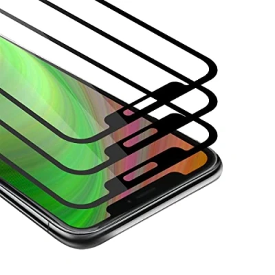 Afbeelding van Cadorabo 3x Screenprotector geschikt voor Apple iPhone 12 PRO MAX Volledig scherm pantserfolie Beschermfolie in TRANSPARANT met ZWART Getemperd (Tempered) Display beschermend glas 9H hardheid 3D Touch