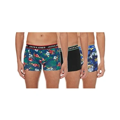 Image de Jack &amp; Jones Boxershorts Caleçon Boxeur (Lot de 3) Homme, Détail: Cerisier Bardaboes Bleu Marine Noir, XL