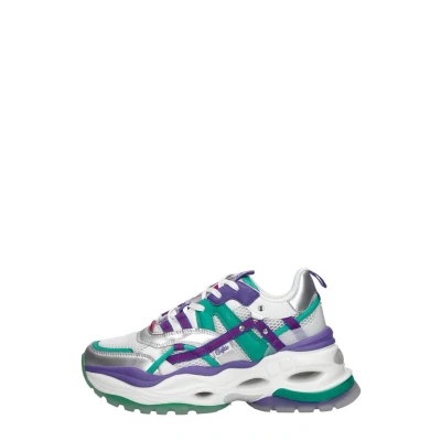 Afbeelding van Buffalo Triplet Hollow Sneakers laag, Dames, Maat: 39, Silver/green/purple Imitatieleer/ textiel