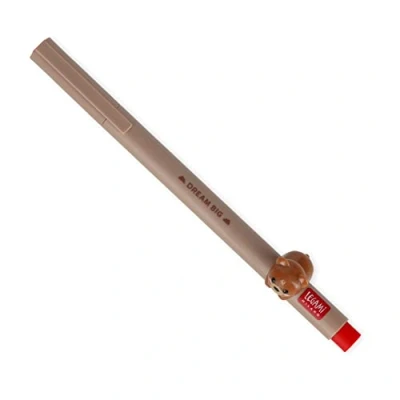 Image de Legami Stylo gel avec animal décoratif, évite le roulement, encre rouge, amovible et recombinable, pointe 0,5 mm, Teddy Bear