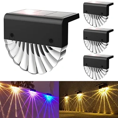 Afbeelding van Anmossi Buitenlamp op zonne energie, IP65 led energie voor buiten, tuin, 2 verlichtingsmodi, warm wit/kleur, zonnelampen hek, 4 stuks